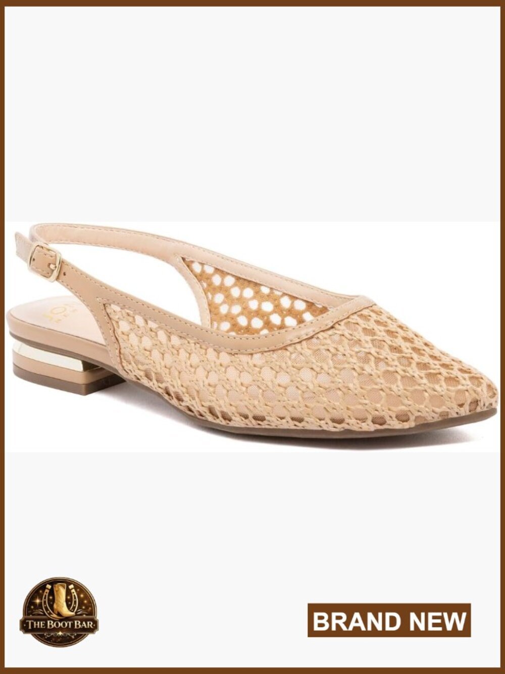 Vegan Leather Slingback Flats w/ Buckle Strap Pointed Toe Dress Shoes Low Heel